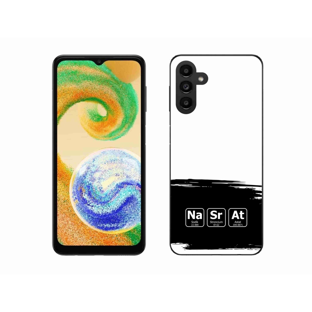 Gél borító mmCase Samsung Galaxy A04s (164.7x76.7x9.1mm) - kémiai elemek fekete és fehér háttérrel