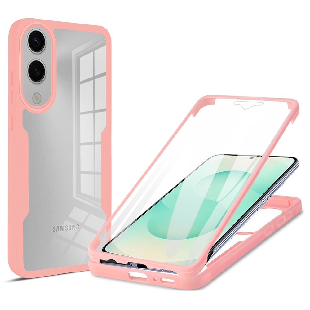 Akril zselés tok keretben képernyővédővel Samsung Galaxy S25 Edge készülékre - rózsaszín
