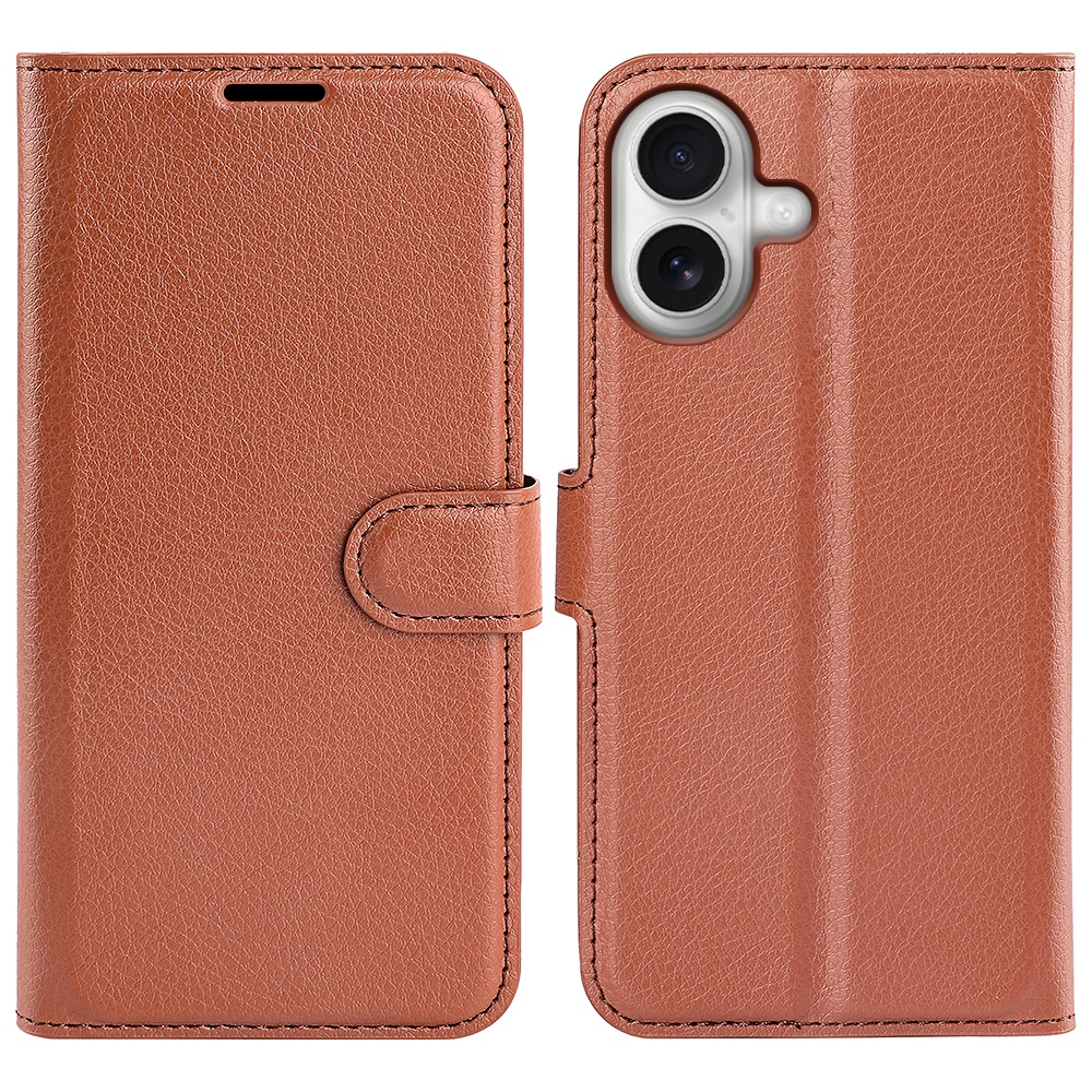 Litchi könyvtáska iPhone 17 készülékhez - barna