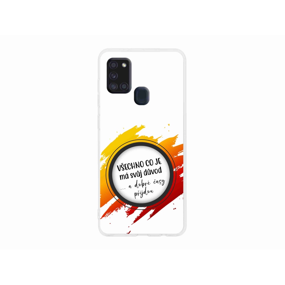 Gél borítás mmCase Samsung Galaxy A21s készülékhez - idézet 3 fehér háttér