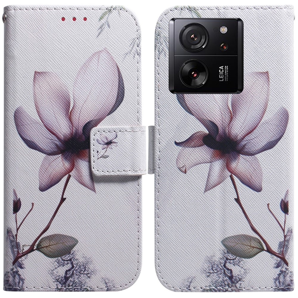 Printy könyv tok Xiaomi 13T/13T Pro - rózsaszín virág