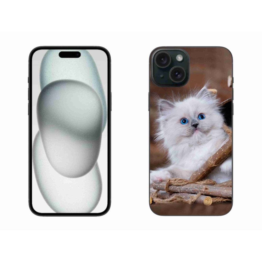 Zselés borítás mmCase iPhone 15 Plus készülékhez - fehér cica
