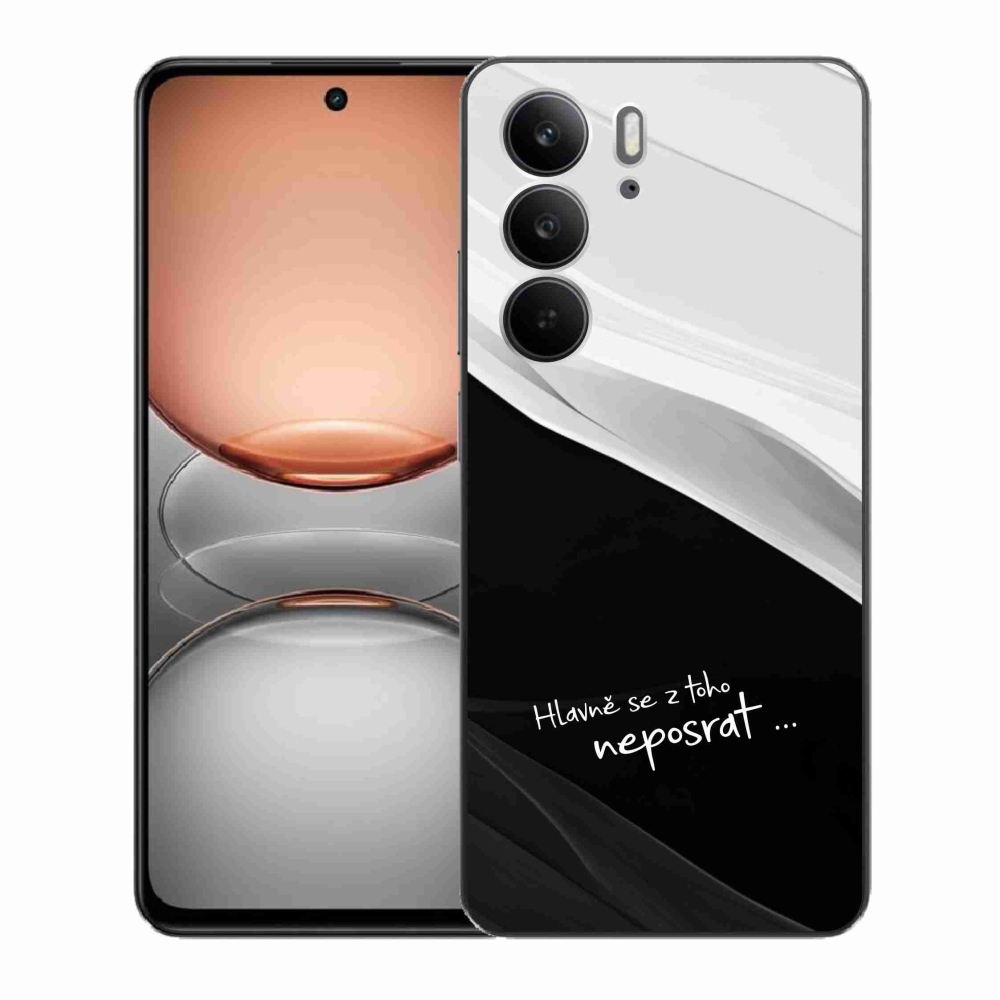 Gél borító mmCase a Realme C75 készülékhez - vicces szöveg 13 fekete és fehér háttérrel