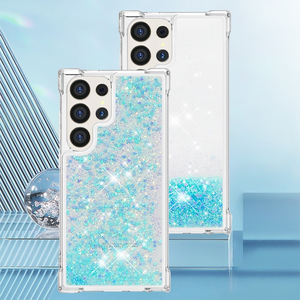 Glitter homokóra zselés tok Samsung Galaxy S24 Ultra - kék / csillagok