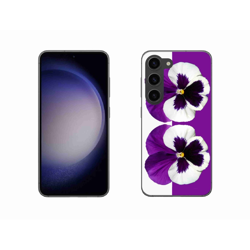 Zselés borítás mmCase Samsung Galaxy S23 5G - lila és fehér virág