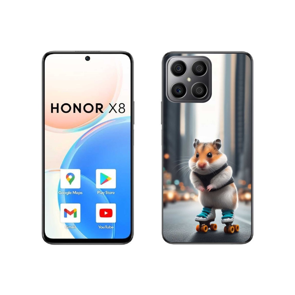 Gél borítás mmCase a Honor X8 4G-hez - hörcsög a korcsolyán