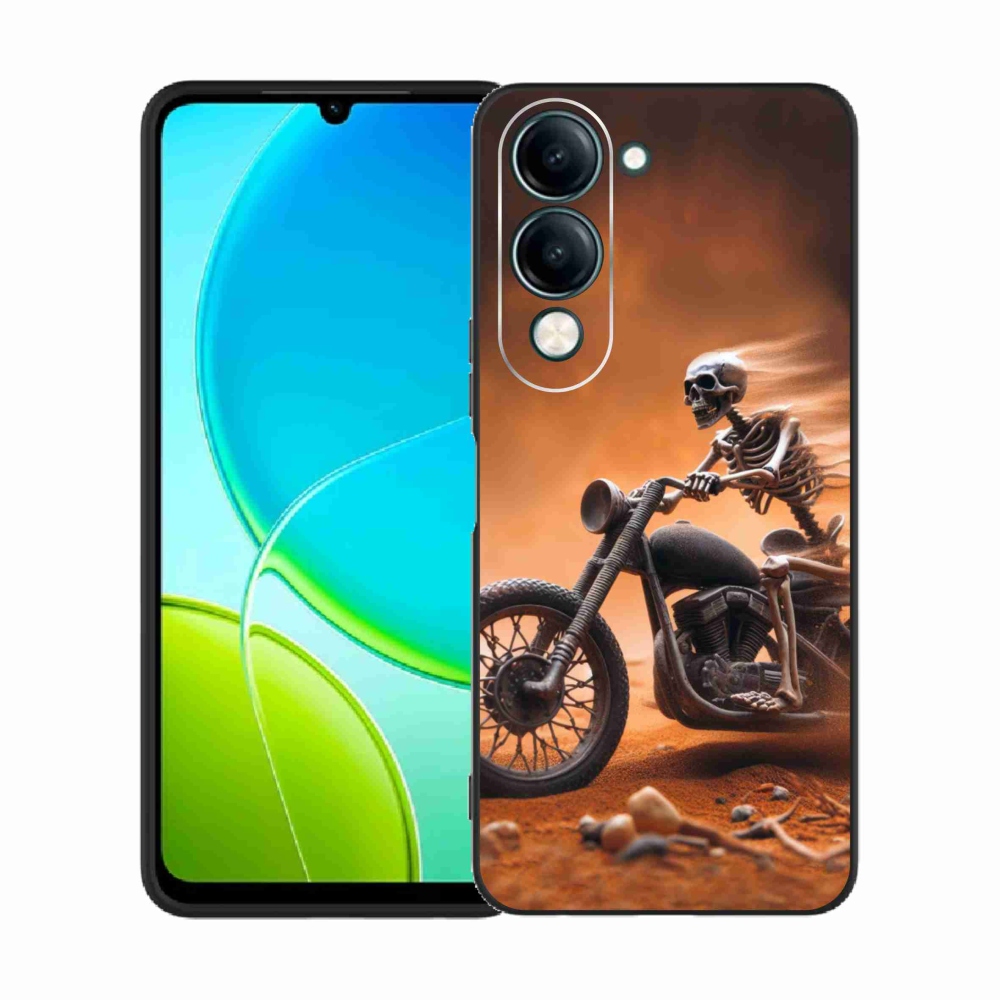 Gélburkolat mmCase a Vivo Y29s 5G-hez - csontváz egy motorkerékpáron