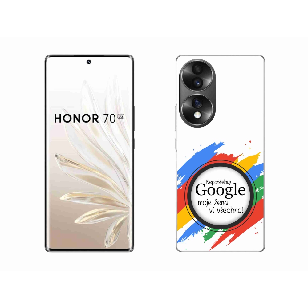Gél borító mmCase a Honor 70-en - a nő mindent tud fehér háttérrel