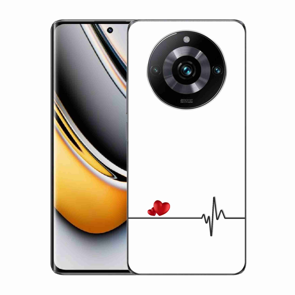 Gél borítás mmCase a Realme 11 Pro/11 Pro+ készüléken - szív és szívverés fehér háttérrel