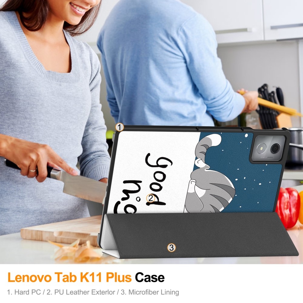Patte intelligens záró tok Lenovo Tab K11 Plus-hoz - macska
