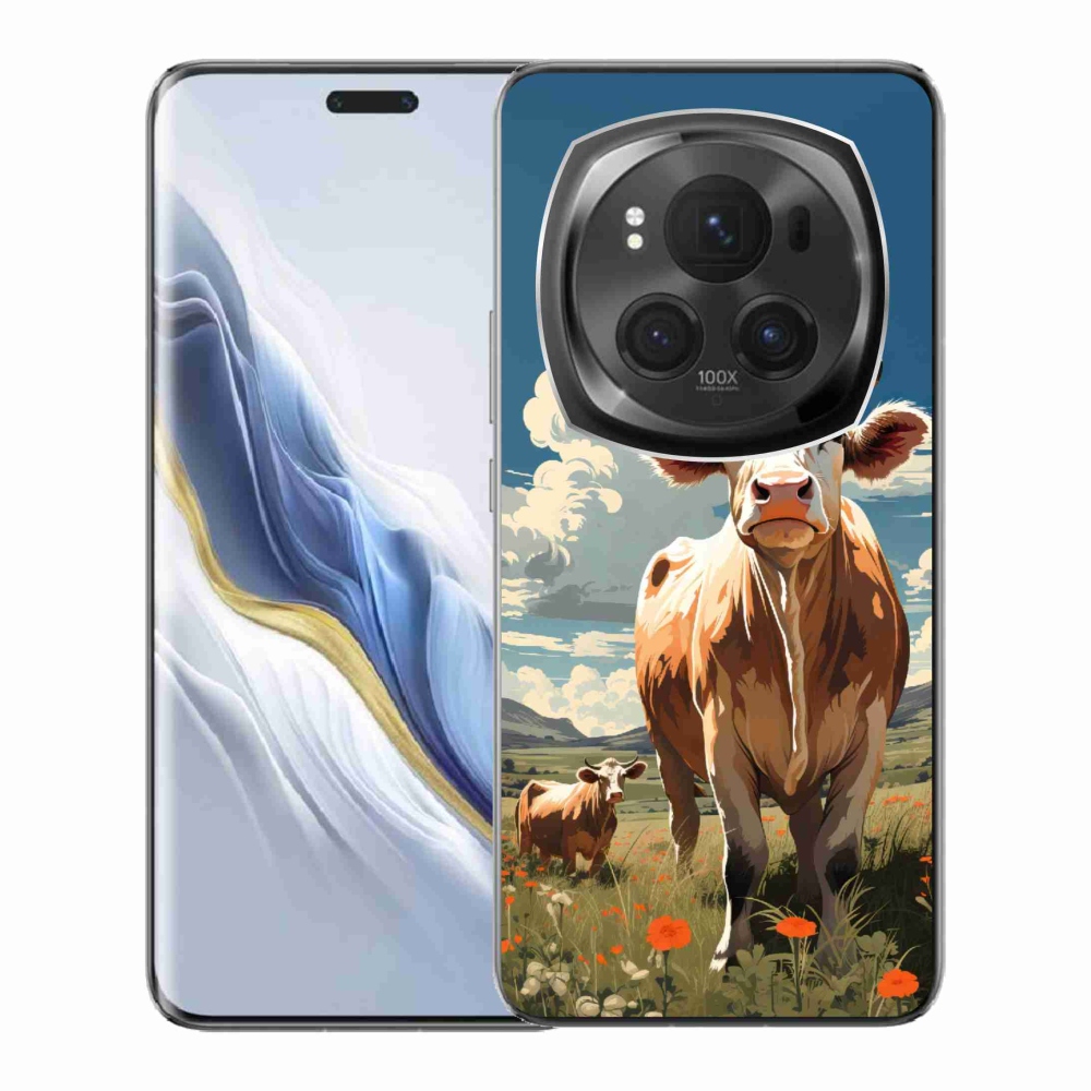 Zselés borítás mmCase a Honor Magic 6 Pro 5G számára - tehenek a réten