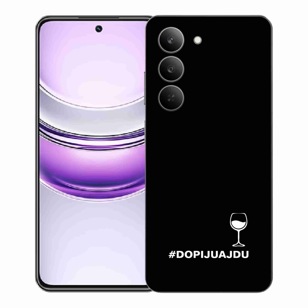 Gél borító mmCase a Realme 14x 5G készülékhez - bor motívum fekete háttérrel