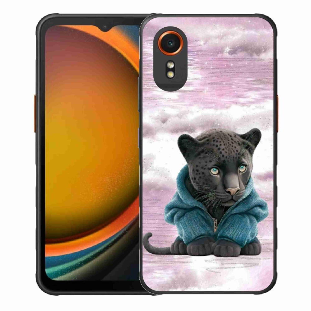Zselés borítás mmCase Samsung Galaxy Xcover 7 készülékhez - fekete párduc pulóverben
