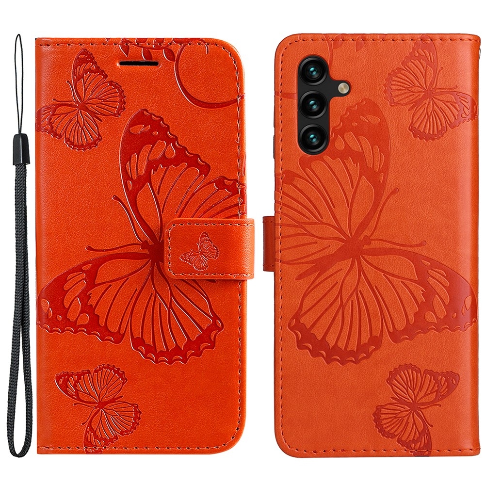 Big Buttefly könyv tok Samsung Galaxy A13 5G/A04s - narancssárga