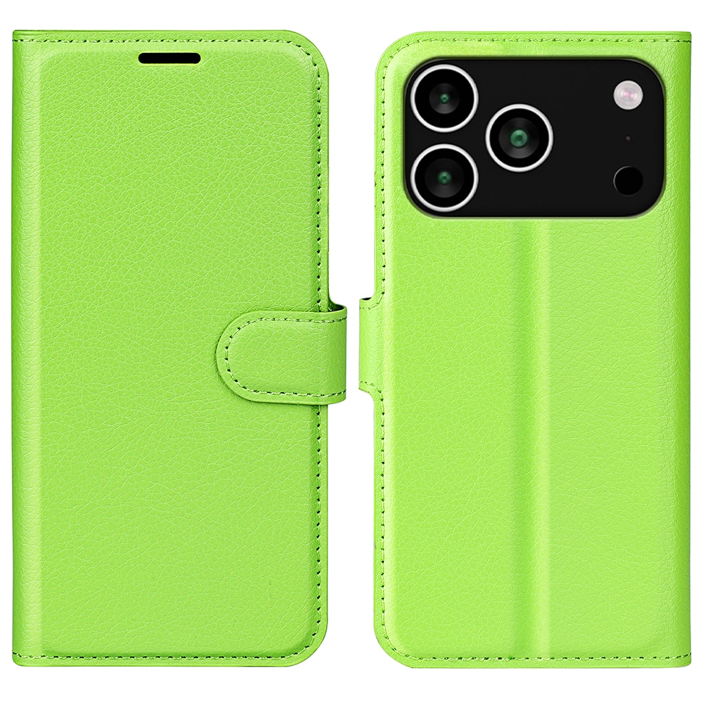 Litchi könyvtáska iPhone 17 Pro készülékhez - zöld