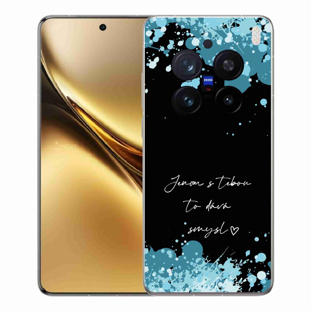 Gél borító mmCase a Vivo X200 Pro 5G-n - szerelmes szöveg fekete háttérrel