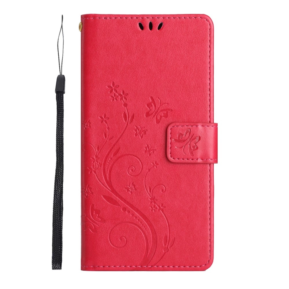 Virágok könyv tok Xiaomi 15 Pro-hoz - piros