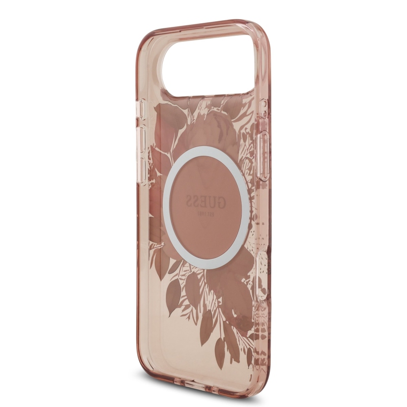 Guess IML Flowers Strap MagSafe hátlapi borító iPhone Air rózsaszínhez