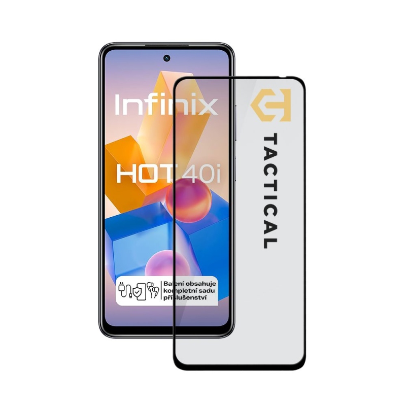 Taktikai üvegpajzs 5D üveg az Infinix Hot 40i fekete készülékhez