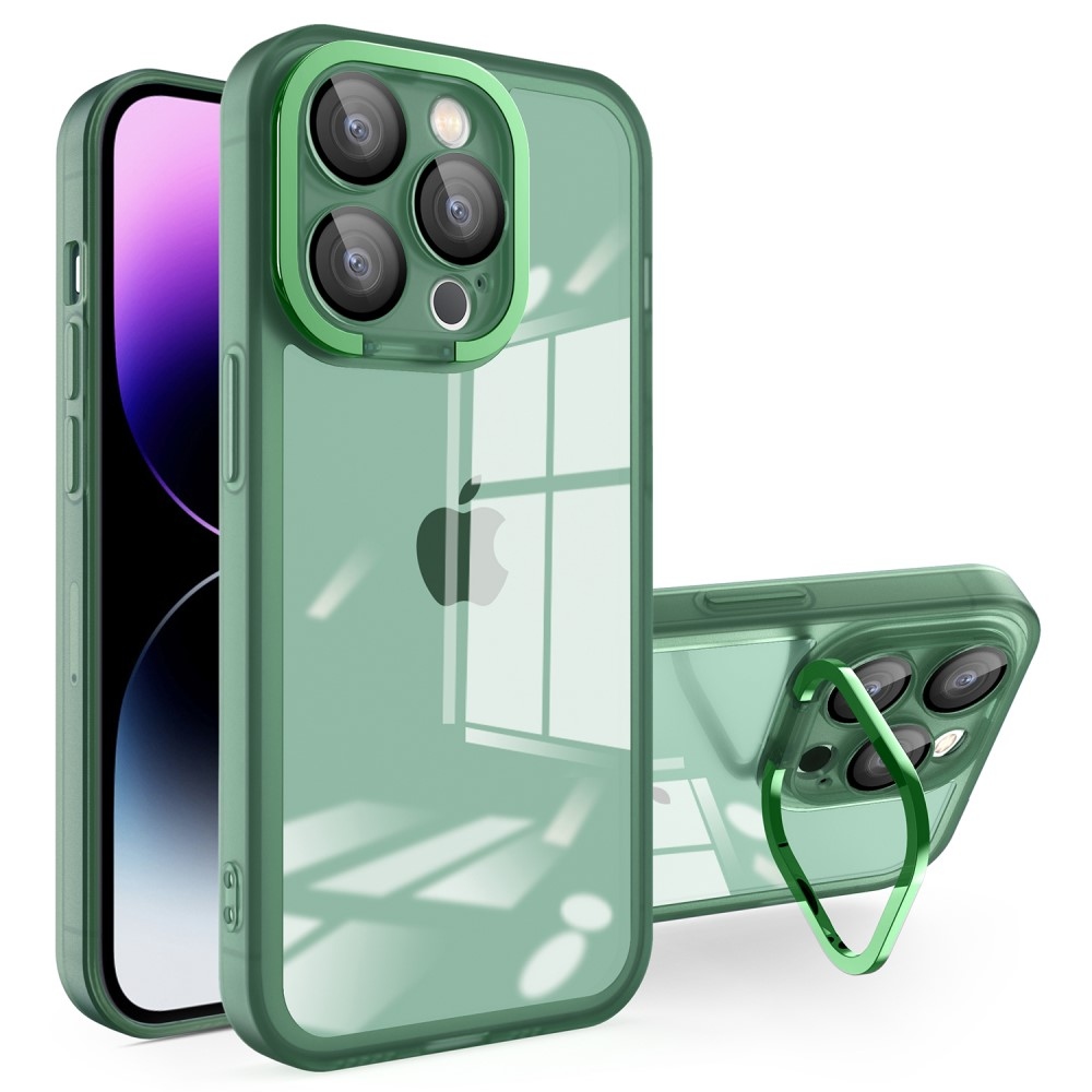 Gél tok felhajtható állvánnyal iPhone 15 Pro készülékhez - zöld