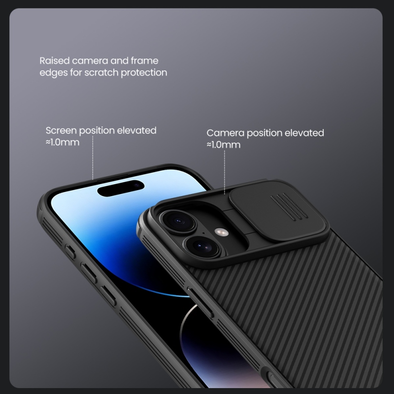 Nillkin CamShield PRO hátlap az Apple iPhone 16 készülékhez Fekete