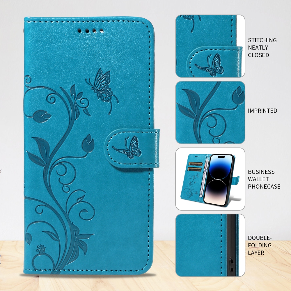 Virágok könyv tok Xiaomi Poco F7 5G-hez - kék
