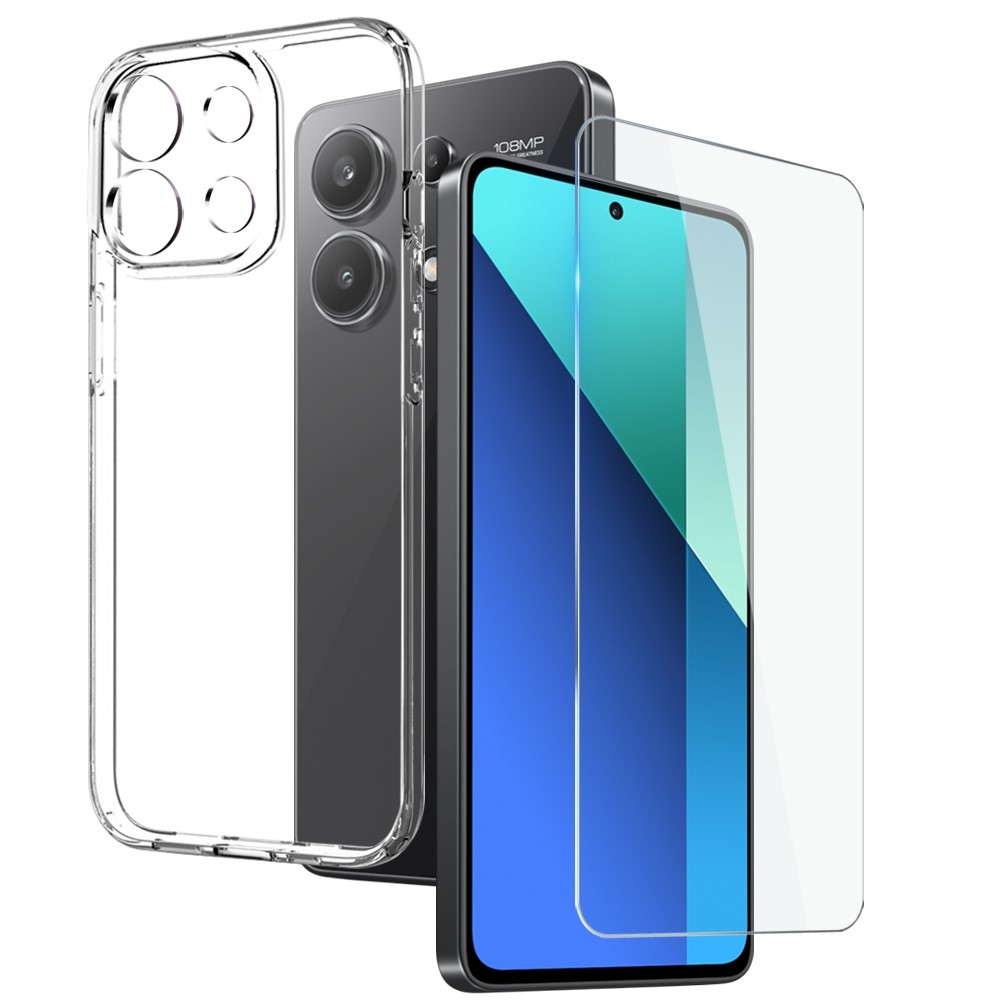 NORTHJO átlátszó zselés tok + edzett üveg Xiaomi Redmi Note 13-hoz - átlátszó
