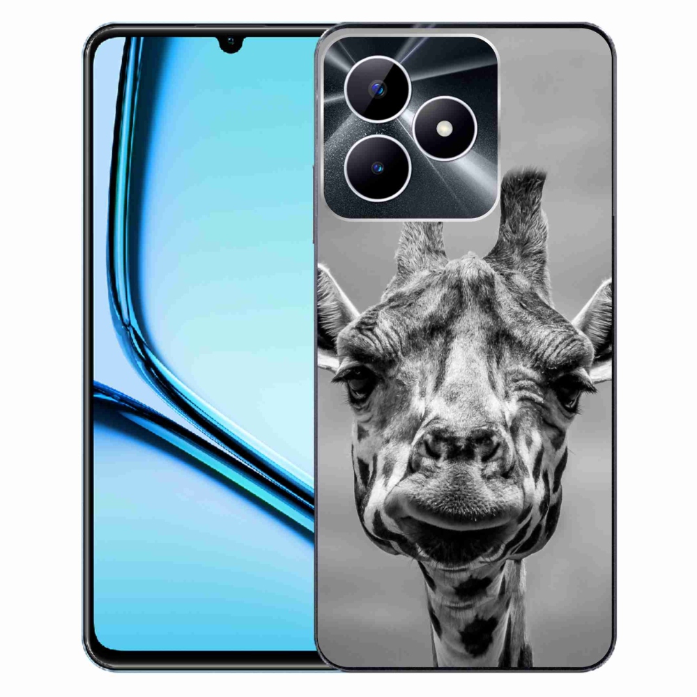 Zselés borító mmCase a Realme Note 50 készülékhez - fekete-fehér zsiráf