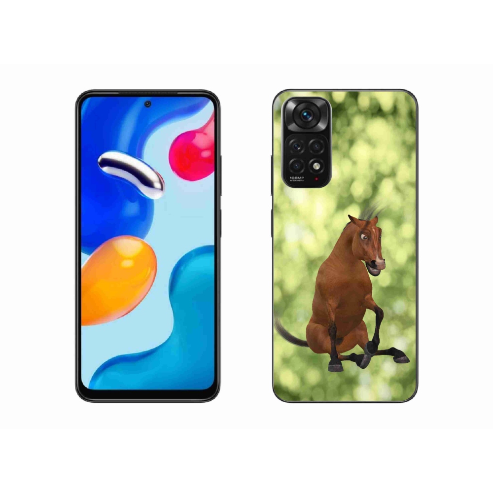 Gél borítás mmCase a Xiaomi Redmi Note 11 4G-hez - barna rajzfilm ló 1