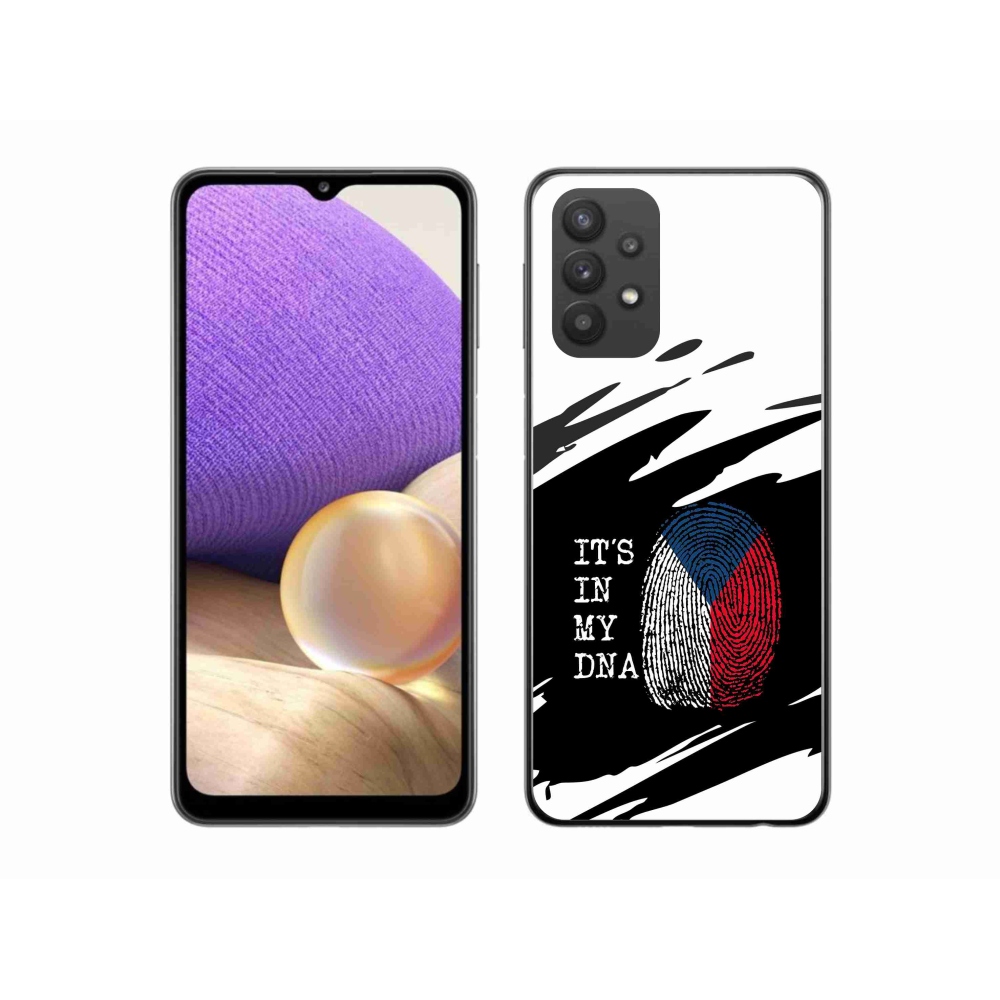 Gél borító mmCase Samsung Galaxy A32 5G - zászlós ujjlenyomat fekete és fehér háttérrel