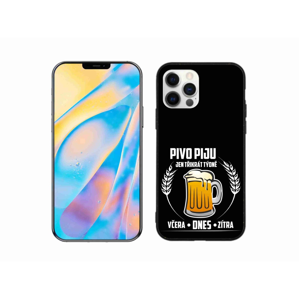Gél borítás mmCase iPhone 12 készülékhez - sör motívum fekete háttér