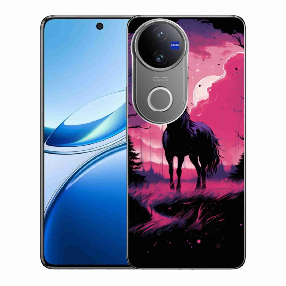 Zselés borítás mmCase Vivo V50 5G - fekete rajzfilm ló 1