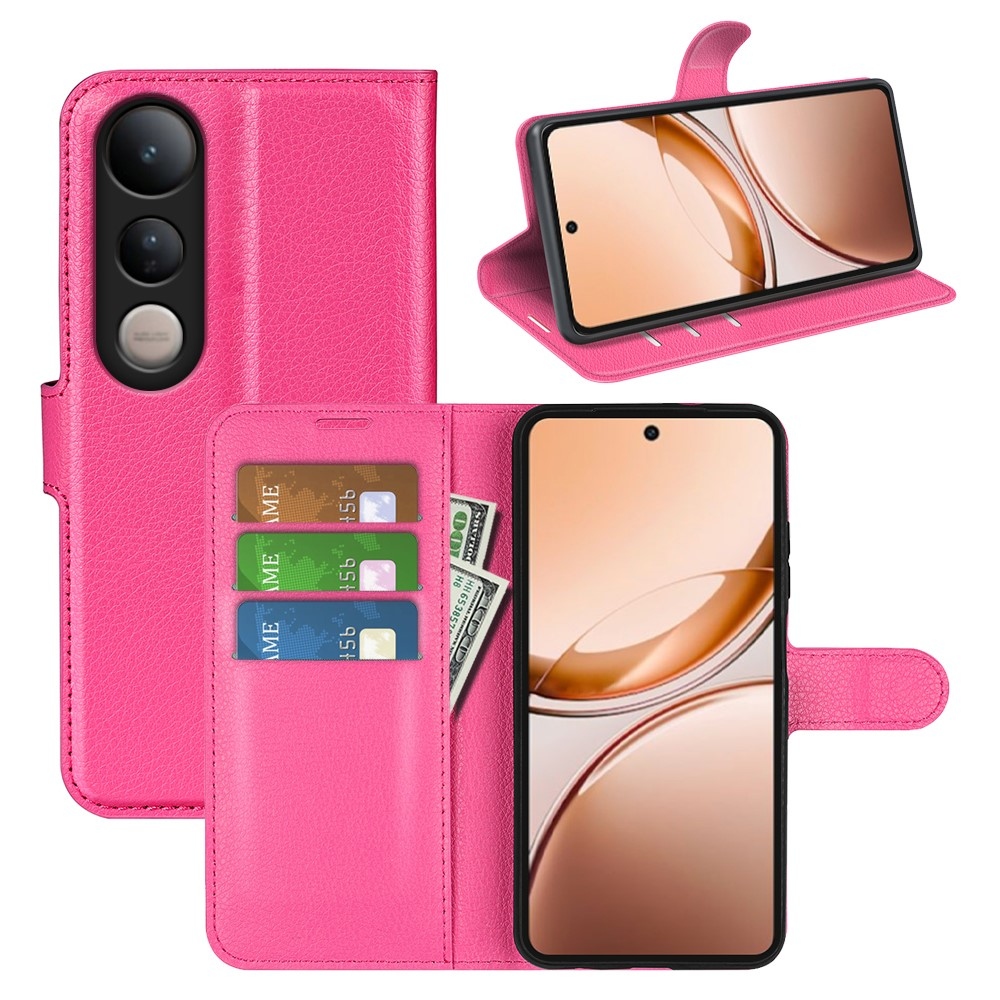 Litchi könyv tok Vivo V50 Lite 4G/5G - rózsa