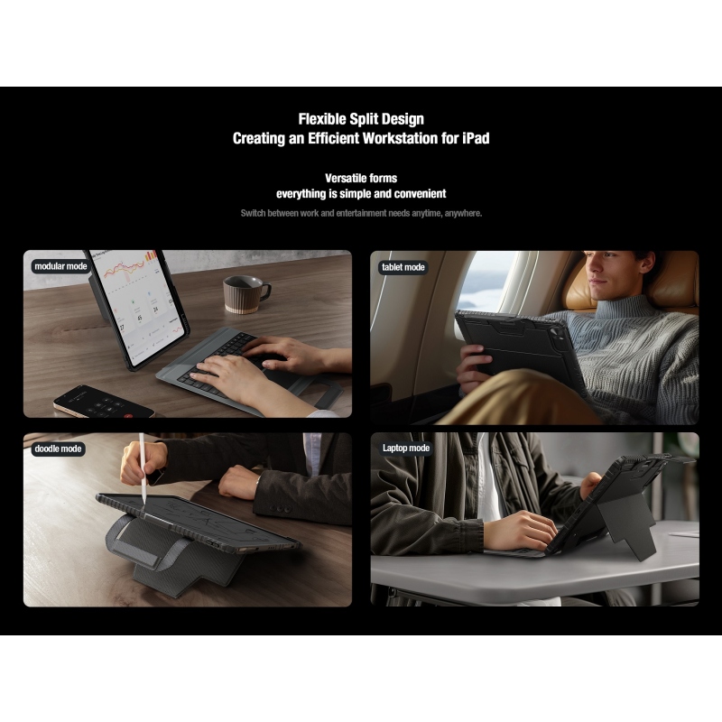 Nillkin Bumper GO billentyűzet tok (háttérvilágításos verzió) iPad Pro 13 2024 Fekete