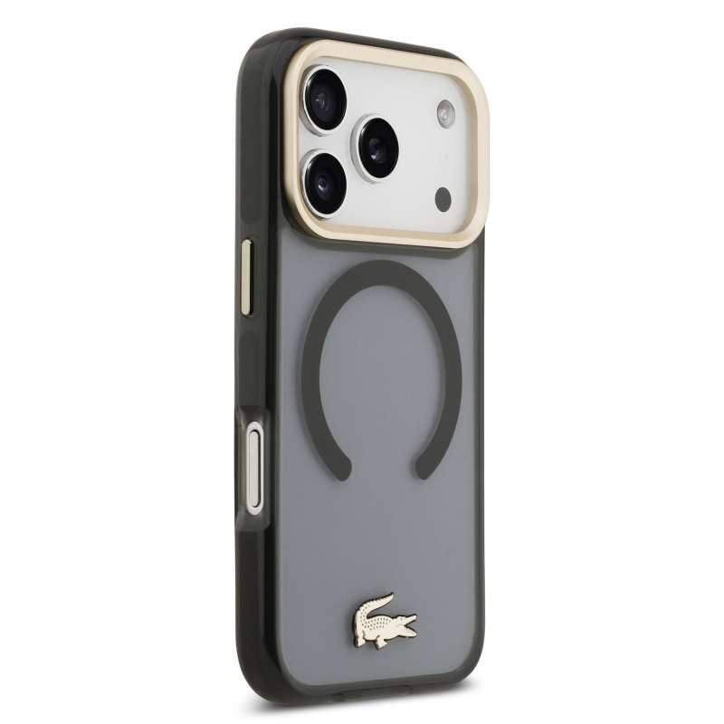 Lacoste PC/TPU Frosted Finish Gold Logo MagSafe hátlap iPhone 17 Pro Fekete fekete