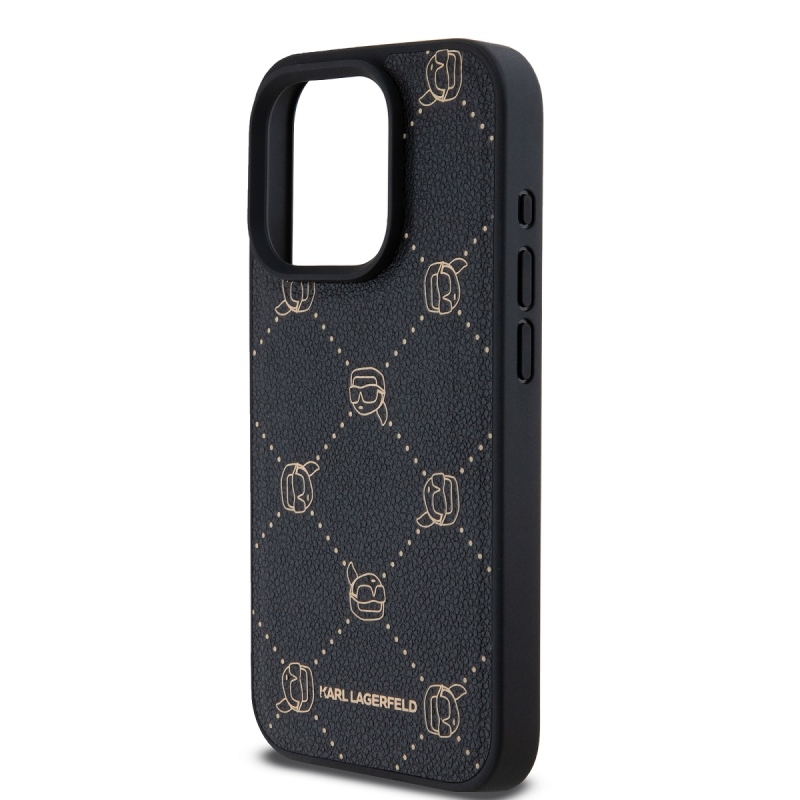 Karl Lagerfeld PU Karl Heads mintás Magsafe hátlap iPhone 15 Pro Max fekete színű hátlaphoz