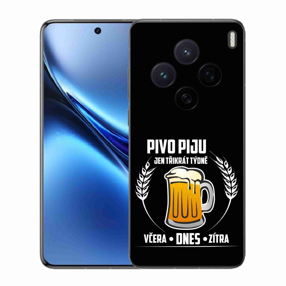 Gél borító mmCase a Vivo X200 5G készülékhez - sör motívum fekete háttérrel