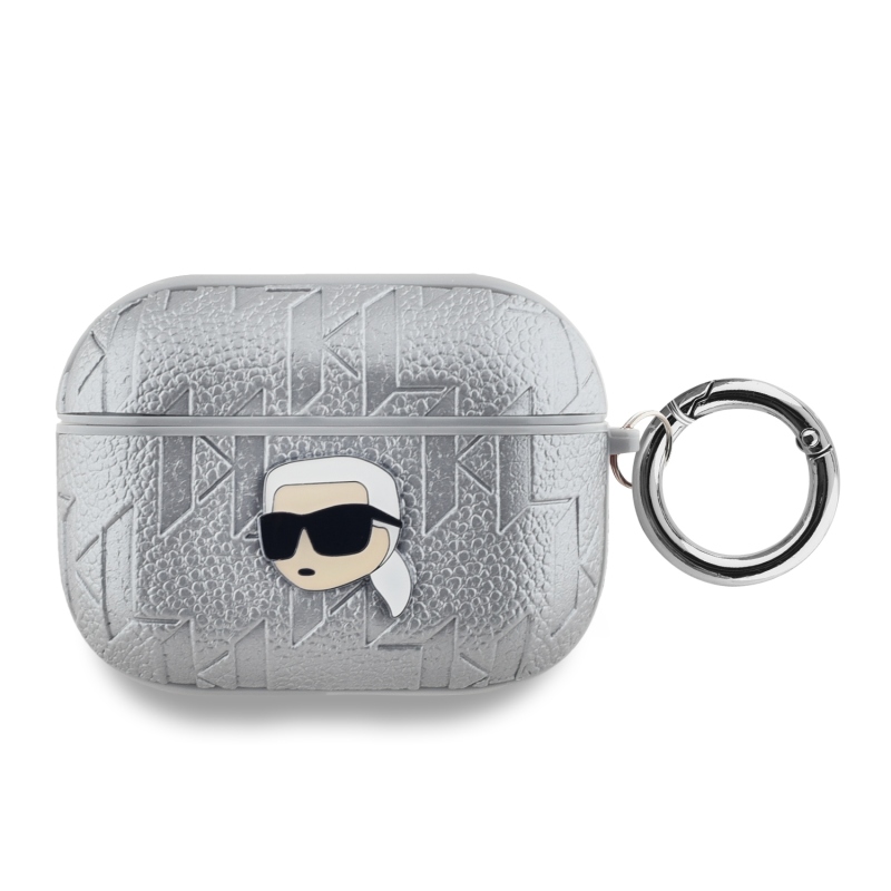 Karl Lagerfeld PU dombornyomott Karl fej tok az AirPods Pro ezüsthöz