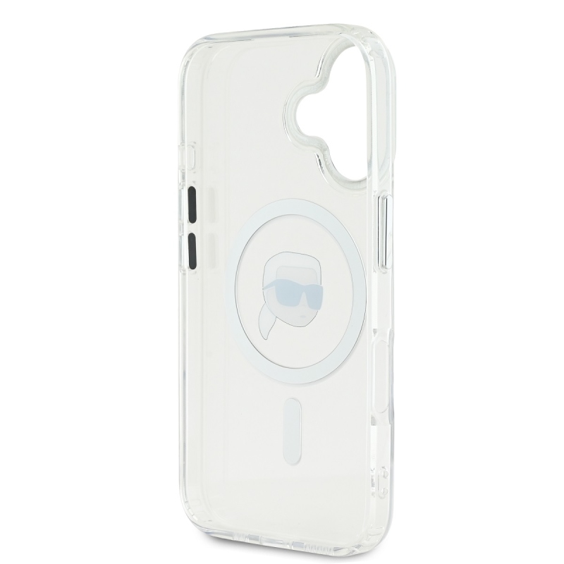 Karl Lagerfeld IML Karl Head fémkeret MagSafe hátlapi borító iPhone 16-hoz Átlátszó