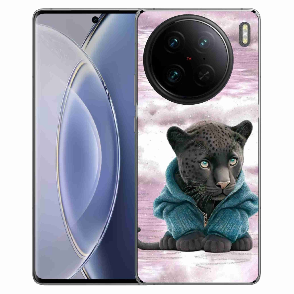 Gél borítás mmCase a Vivo X90 Pro készülékhez - fekete párduc pulóverben