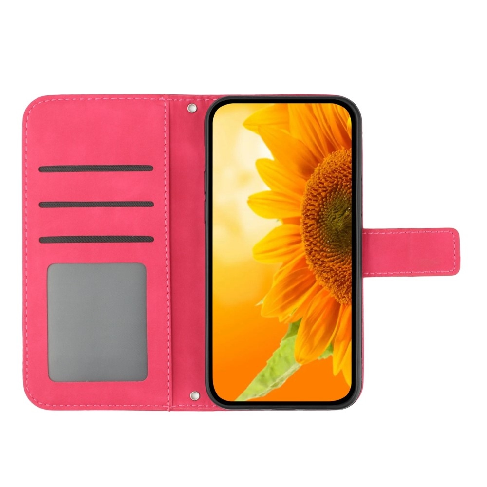 Napraforgó könyv tok a Vivo X80 Lite-hoz - rózsa