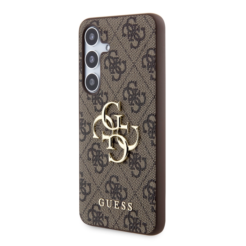 Guess PU 4G fém logó hátlap Samsung Galaxy S24 barna