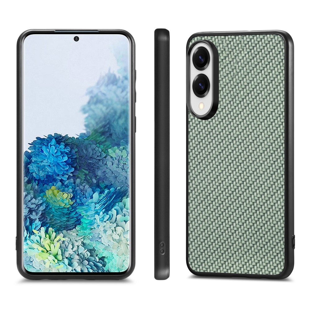 Zselés tok műbőrrel és kemény hátlappal Samsung Galaxy S25 Edge készülékhez - zöld