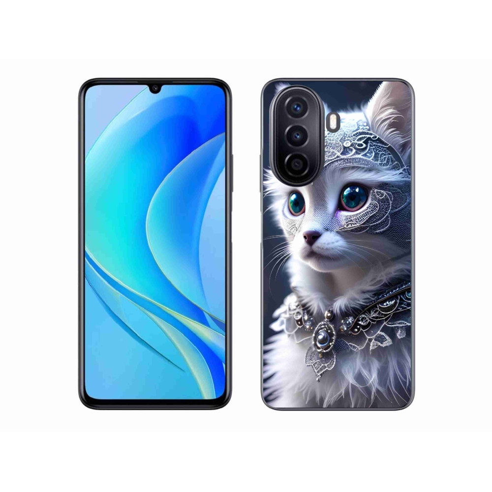 Gél borítás mmCase a Huawei Nova Y70 készülékhez - fehér macska