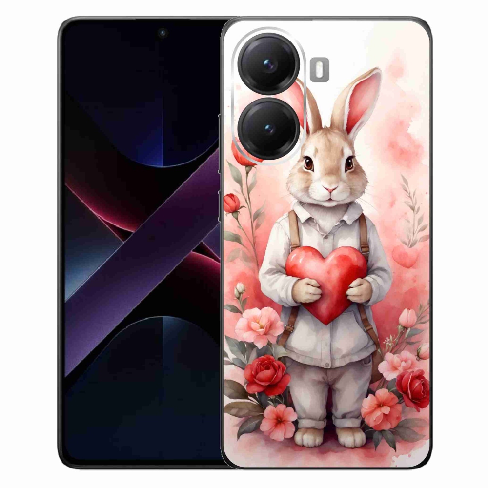 Gél borítás mmCase a Xiaomi Poco X7 Pro 5G számára - nyúl szívvel