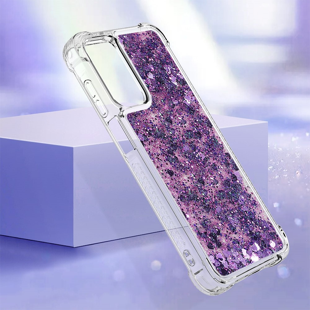 Glitter homokóra zselés tok Samsung Galaxy A26 5G - sötét lila/szív