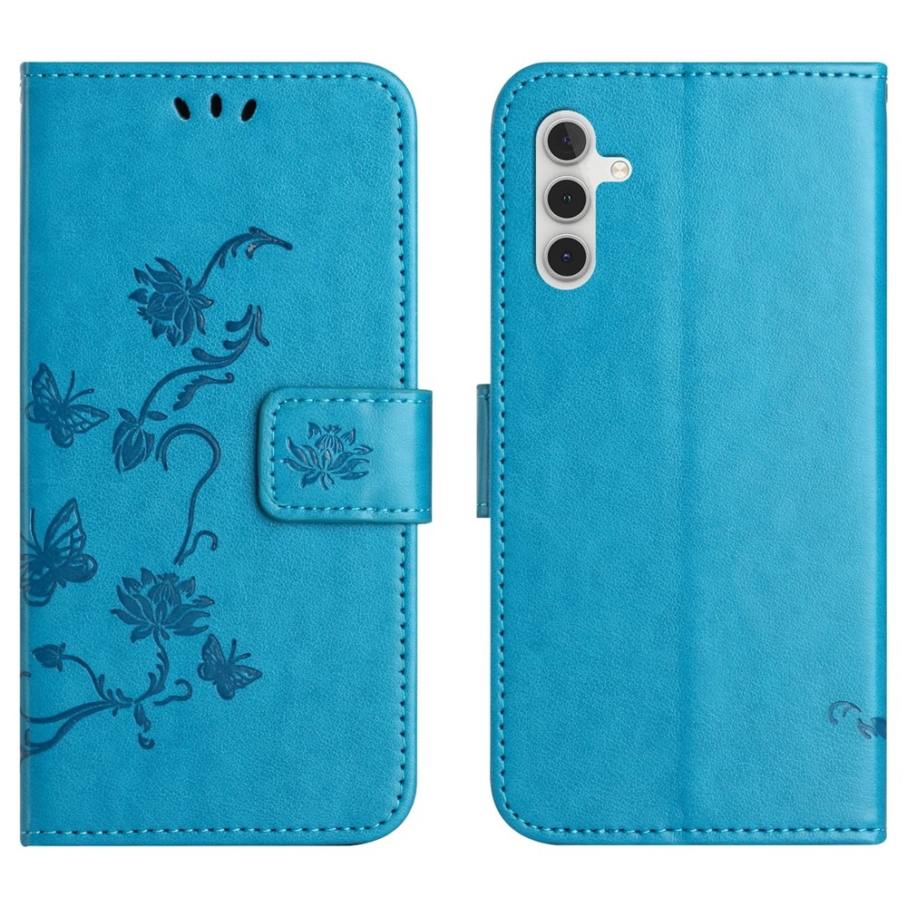 Virágos könyv tok Samsung Galaxy S25 FE készülékhez - kék