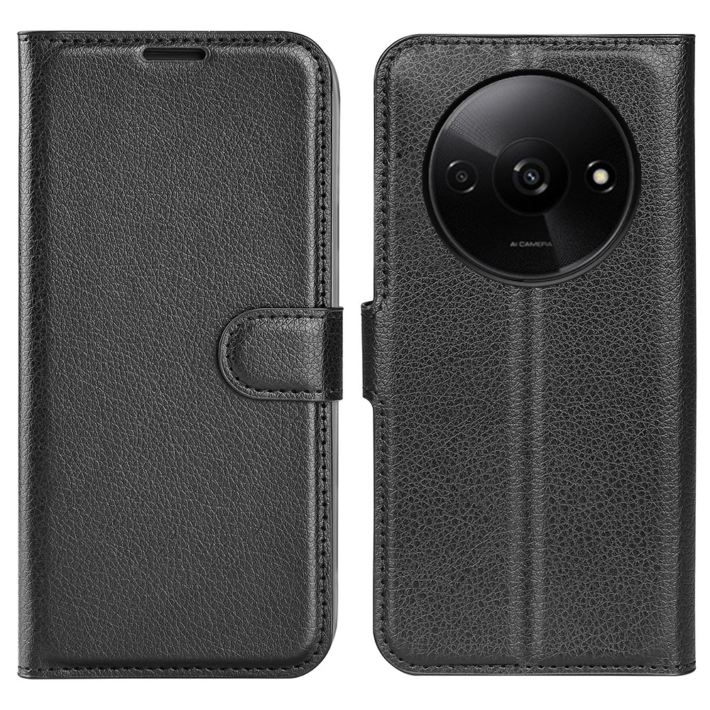 Litchi könyv tok Xiaomi Redmi A3-hoz - fekete