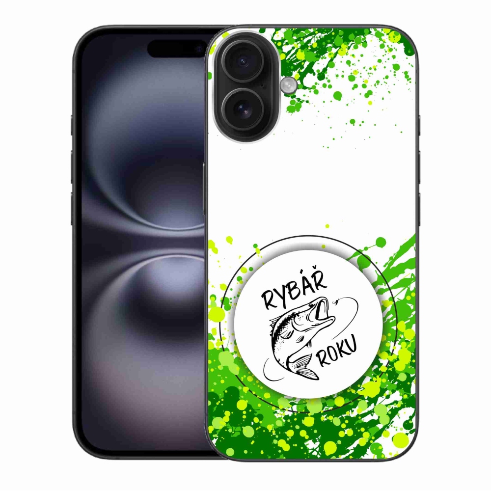 Zselés borítás mmCase iPhone 16 Plus készülékhez - Az év horgásza fehér háttérrel