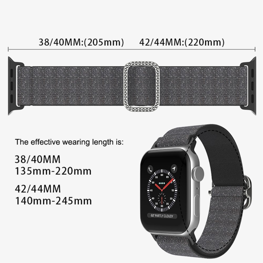 Dekor nejlon szíj Apple Watch Ultra/Ultra 2 49mm/SE/SE 2022/2023 44mm/9/8/7 45mm/6/5/4 44mm/3/2/1 42 mm-es Apple Watch Ultra/Ultra 2 órához - fekete színben